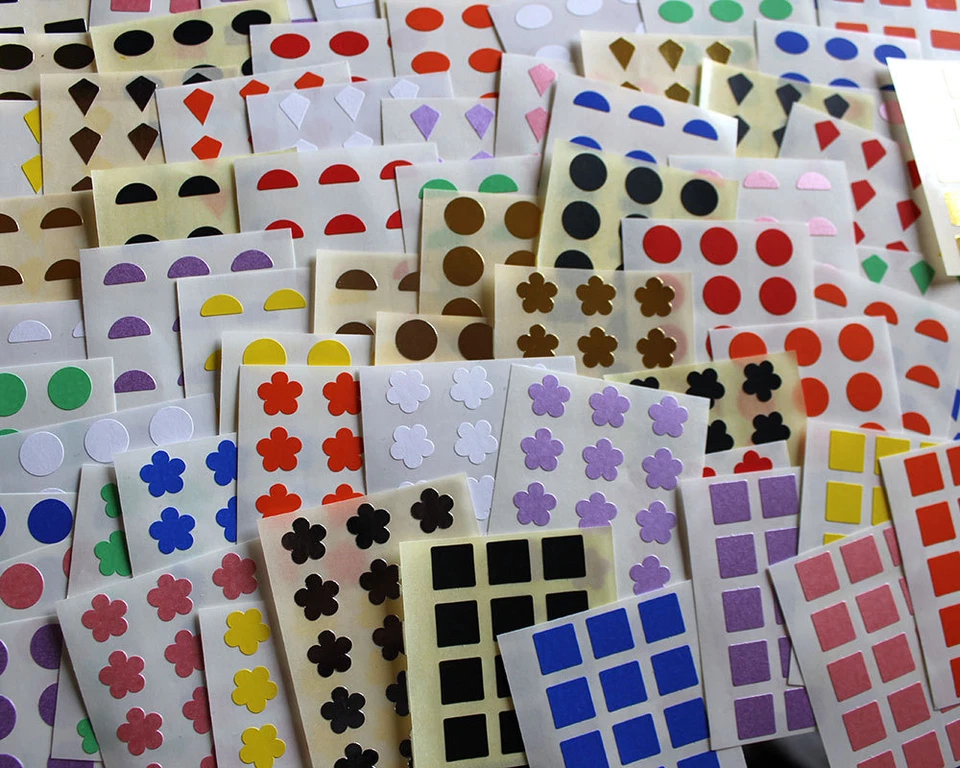 MINILABEL Mixed Shapes. 10mm Special Shape Coloured Stickers Adhesive Labels