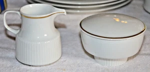 MCM Rosenthal Modulation gold Band Creamer, 3 1/4" & Sugar Bowl, 2 1/4" w/ Lid - Picture 1 of 4