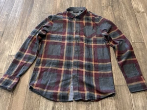 Brave Soul London Mens Plaid Flannel Red Gray Yellow Size M Long Sleeve Shirt - Picture 1 of 6