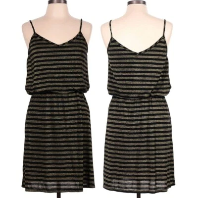 Vestido blusa para mujer Jonathan Martin negro y dorado brillante a rayas talla grande Foto 1 de 4