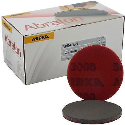 Mirka Abralon 77mm 3  P3000 Grit 20x HookNLoop Foam Fine Finishing Discs Pad • 24.67£