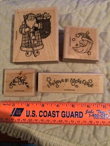 Retired Rare 1993 Stampin Up STITCHED SANTA Christmas Rubber Stamps - Picture 1 of 5