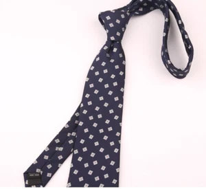 New Classic Polka Dot Blue White JACQUARD WOVEN 100% Silk Men's Necktie Tie - Picture 1 of 1