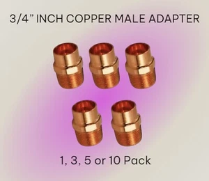 3/4" Inch Copper Male Adapter - 1, 3, 5 or 10 PK - CxMPT Sweat Fitting 3/4 Inch - Picture 1 of 9