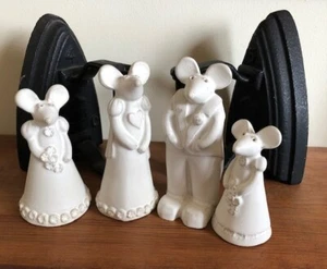 Handgefertigte Mäuse Braut und Bräutigam plus Brautjungfern Steinzeug Hochzeitsdekoration - Bild 1 von 3