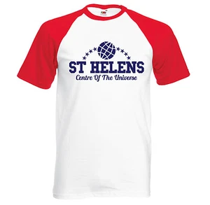 St-Helens - Centre Of The Universe -retro short sleeve baseball t shirt - Picture 1 of 3