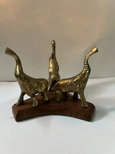 Brass 3 Elephant Ring Holder Solid Heavy - Picture 1 of 3