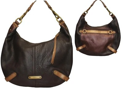 Vintage Cole Haan Leather Hobo Shoulder Bag Black Dark Brown Wine/ Purple - Image 1 of 4