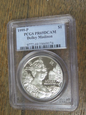 1999-P Dolley Madison Silver Commemorative Dollar PR69DCAM PCGS Proof 69 - Image 1 of 4