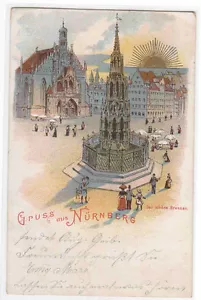 Postal Der Schone Brunnen Gruss Aus Nurnberg Alemania 1901 - Imagen 1 de 1