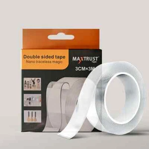 2 Nano Strong Clear Double Sided Grip Tape Traceless Removable Washable Adhesive - Picture 1 of 23