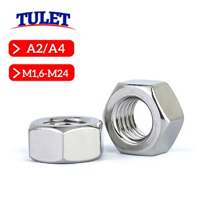 Sechskantmuttern DIN 934 Edelstahl rostfrei A2 A4 VA Muttern von M 1,6 bis M 24 - Bild 1 von 3