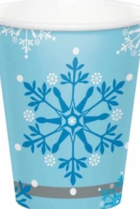 Snow Princess 8 Ct 9 oz Hot Cold Paper Cups Christmas Snowflake Swirls - Picture 1 of 2
