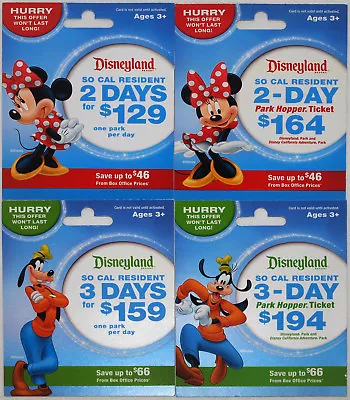 All 4 Different DISNEYLAND So California Passport Gift Cards 2014:Minnie & Goofy - Image 1 of 2