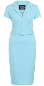 Hearts & Roses LISA 50s Vintage Wiggle PENCIL Dress KLEID Skyblue Rockabilly - Bild 1 von 7
