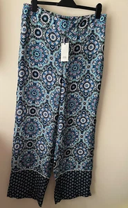 River Island Trousers Size 18 New Geo Print High Rise Wide Leg Occasion Summer - Picture 1 of 7