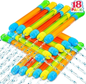 18 Pack 16.5" Water Blaster Toy Set Outdoor Summer Pool Beach Soaker Sprayers - Picture 1 of 11