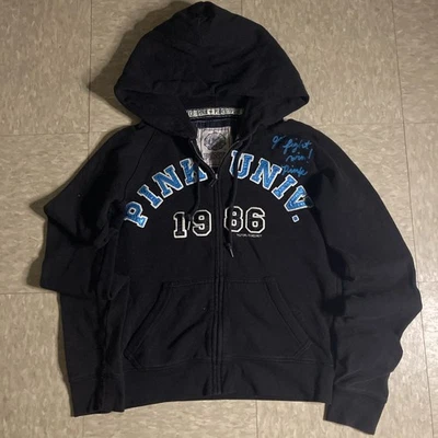 Sudadera con capucha vintage Y2K rosa Victoria's Secret para mujer M University 1986 Go Fight Win Foto 1 de 4