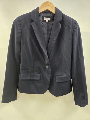 Blazer Merona Mujer 6 Negro Un Botón A Medida Elastizado Forrado Chaqueta Oficina Foto 1 de 4