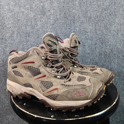 The North Face 登山靴女式 8 码 GORE-TEX Vibram 鞋底棕色小径鞋 — 第 1/4 张图片