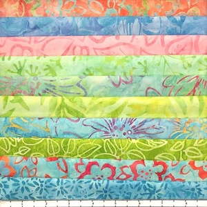 Lot 10 Fat Quarters Bouquet #2 Batik Lunn Fabric FQ Pack 100% Cotton Handmade - Picture 1 of 7
