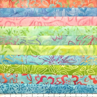 Lot 10 Fat Quarters Bouquet #2 Batik Lunn Fabric FQ Pack 100% Cotton Handmade - Image 1 of 4