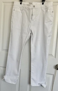 St Johns Bay Womens White Skinny Ankle Jeans Ankle Tie Bow Size 18 Slimming New - Picture 1 of 3