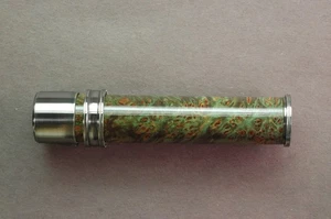 FLY ROD REEL SEAT Dyed Maple Burl 11451 Blued Pocketed NS Slide Band 0.375" bore - Picture 1 of 4