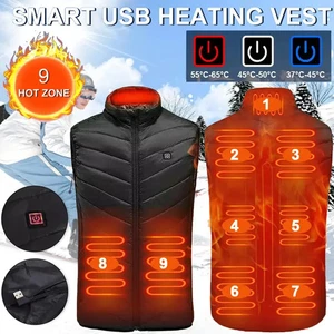 Winter USB elektrisch beheizte Weste Jacken 9 beheizte Zonen Herren Damen Thermoweste - Bild 1 von 8