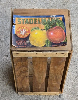 Original STADELMAN'S Fruit Company Wood Apple Crate Label  - Image 1 of 4