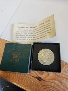 1951 Festival of Britain Crown 5 Shillings Proof Coin With Box and Paperwork - Picture 1 of 5