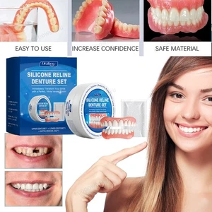 Silicone Reline Denture Set Soft Silicone Denture Set False Teeth for Women Men - Picture 1 of 18