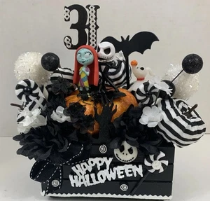 Halloween Jack Skellington Pesadilla Pequeña Caja de Madera Bandeja en Niveles Calabazas Nuevo - Imagen 1 de 11