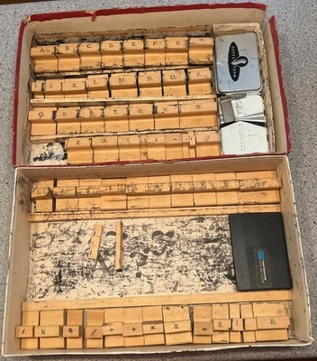 Antique 1-1/2" Wood/Rubber Stamps A-Z 0-9 Plus Symbols. 54+ piece collection. - Image 1 of 4