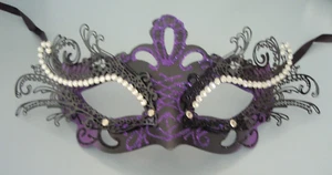 Black & Purple Metal Venetian Party Masquerade Mask * NEW * Express Post Option - Picture 1 of 1