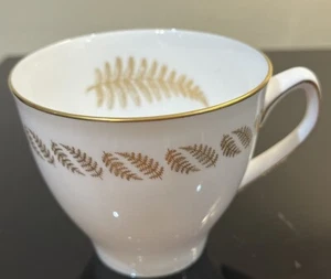 Tea Cup England Spode Golden Fern Porcelain White Replacement Gold Tone Rim - Picture 1 of 5