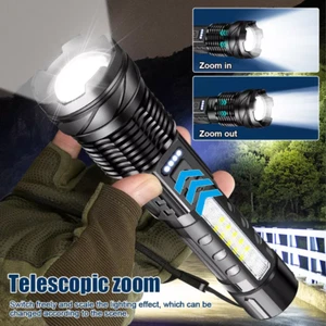 Torcia LED ricaricabile USB super luminosa torcia tattica lumen batteria nuova - Foto 1 di 18
