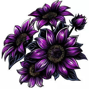Wandtattoo Aufkleber Lila Sonnenblume Wandaufkleber 18X18cm Groß - Bild 1 von 1