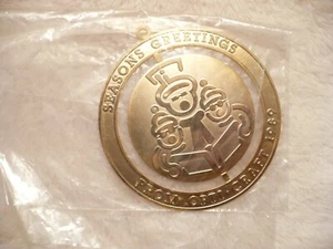 74A- SEASONS GREETINGS FROM 1989 OPTI-CRAFT GOLD-TONE ORNAMENT (MIP) #5021 - Picture 1 of 7