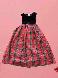 Plaid Christmas Gown With Black Top And Bow Size 6 - Picture 1 of 3