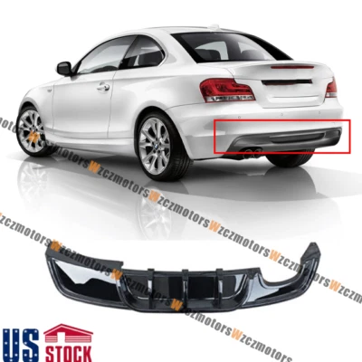 For 2007-2013 BMW 1 Series E82 128i 135i M Sport Gloss Black Rear Diffuser Lip Foto 1 de 4