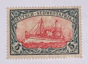Travelstamps:GERMANY South West Africa Stamps Kaiser's Yacht 5 Mark MOGH WMK - Picture 1 of 5