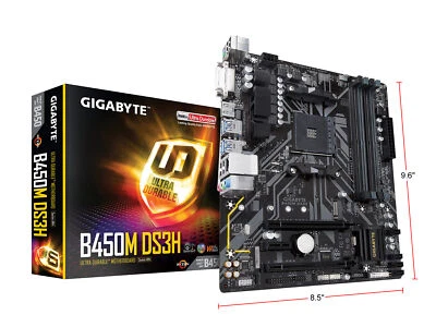 GIGABYTE B450M DS3H AM4 Micro ATX AMD Motherboard - Image 1 of 4