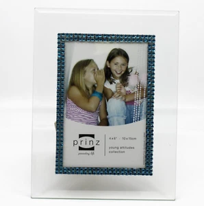 PRINZ Blau Strass Bilderrahmen 4 x 6" in Klarglas - Bild 1 von 5