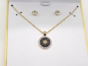 Charter Club Necklace & Earrings Nautical Gift Boxed Set Gold-tone Pave Crystal