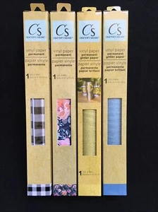4 Rolls Crafters Square 12"x48" VINYL PAPER Permanent- Flower Print, Glitter  - Picture 1 of 9