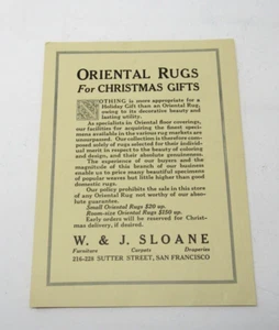 W. & J. Sloane Oriental Rug Dealer San Francisco CA Christmas Flyer Poster c1920 - Picture 1 of 2