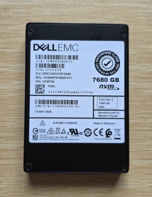 WD Ultrastar SN200 7.68TB Dell Gen3 NVMe U.2 2.5'' SSD 0TS1479 HUSMR7676BDP3Y1 - Image 1 of 4