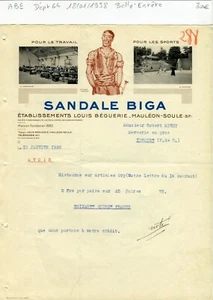 Dépt 64 - Mauléon Soule - Belle Entête Sandale BIGA du 18/01/1938 A Voir !!!!!!! - Picture 1 of 1