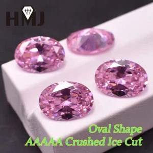 Oval Purplish Pink 5A Crushed Ice Cubic Zirconia AAAAA CZ Stone Carbon Diamond - Picture 1 of 10
